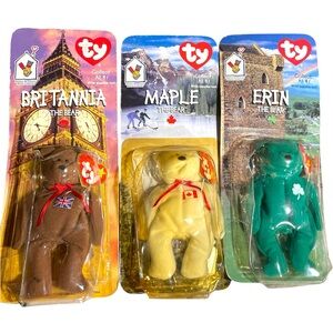 Lot of 3 McDonalds Ty Teenie Beanie Babies Britannia Erin Maple The Bear 1997